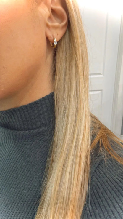 10K Yellow Gold Diamond Huggy Earrings: Lab Grown Diamonds 0.30 tw.