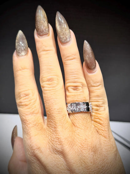 Diamond Flower Station Ring 0.80 Carats: Sterling Silver, Lab Grown Diamonds