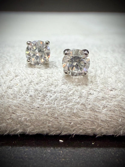 Sterling Silver Lab Grown Round Diamond Stud Earrings 0.50 ct tw.