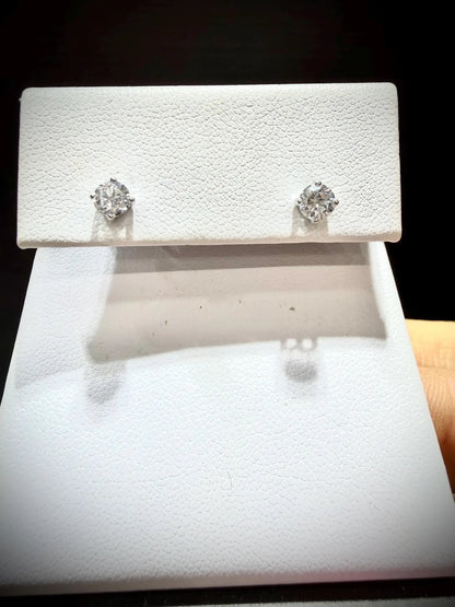 Sterling Silver Lab Grown Round Diamond Stud Earrings 0.50 ct tw.