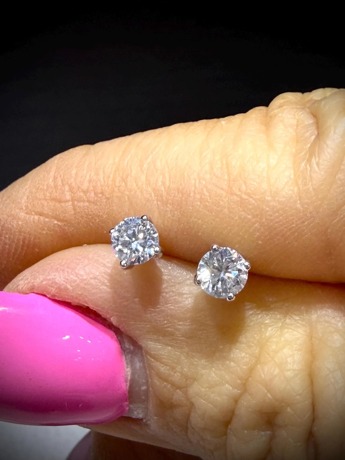 Sterling Silver Lab Grown Round Diamond Stud Earrings 0.50 ct tw.