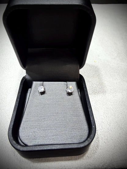 Sterling Silver Lab Grown Round Diamond Stud Earrings 0.50 ct tw.