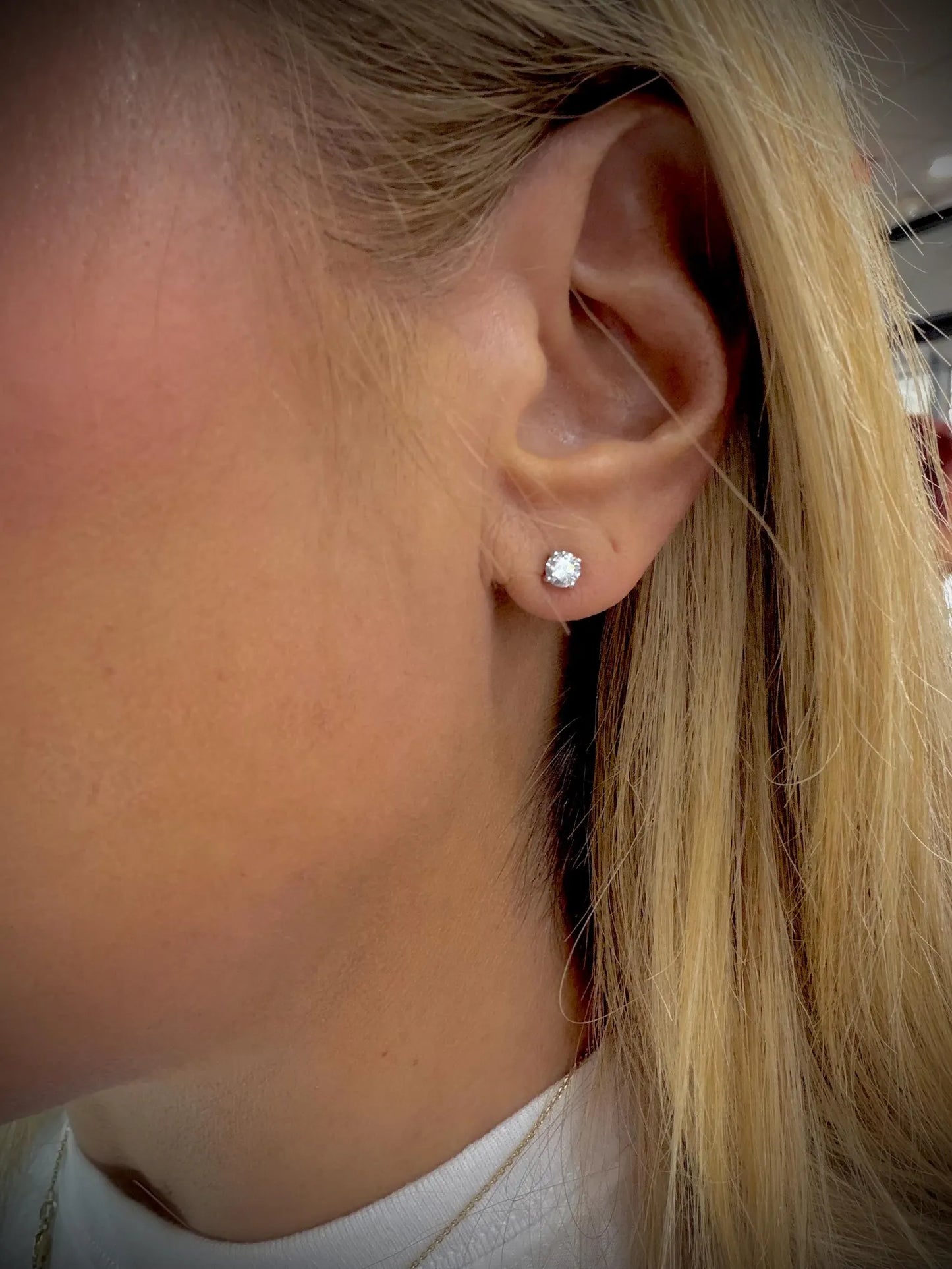 Sterling Silver Lab Grown Round Diamond Stud Earrings 0.50 ct tw.