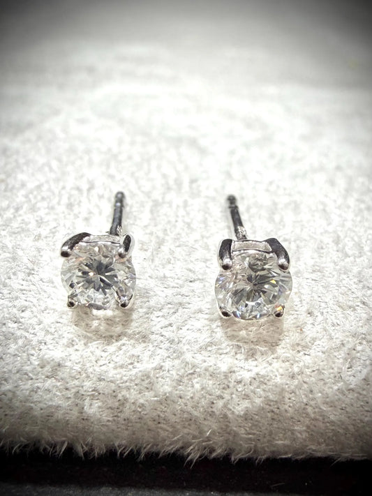 Sterling Silver Lab Grown Round Diamond Stud Earrings 0.50 ct tw.