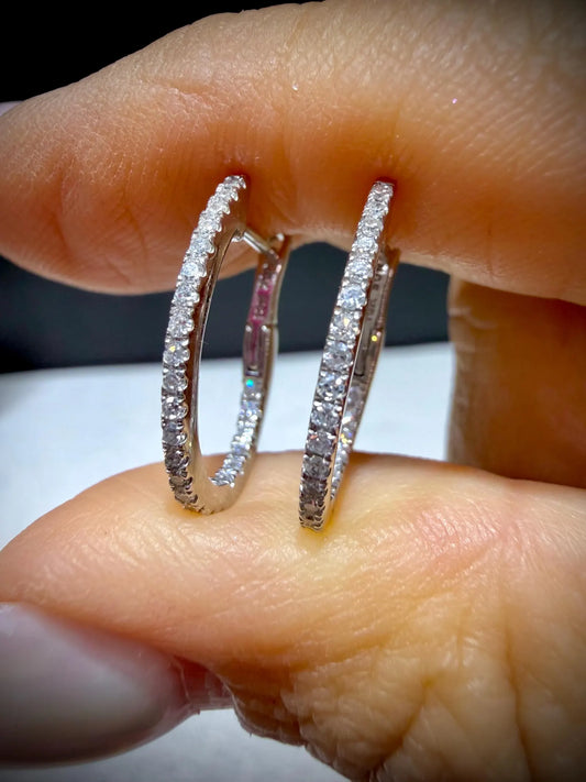 10K White Gold Lab Grown Diamond Oval Hoop Earrings 0.33ct tw.