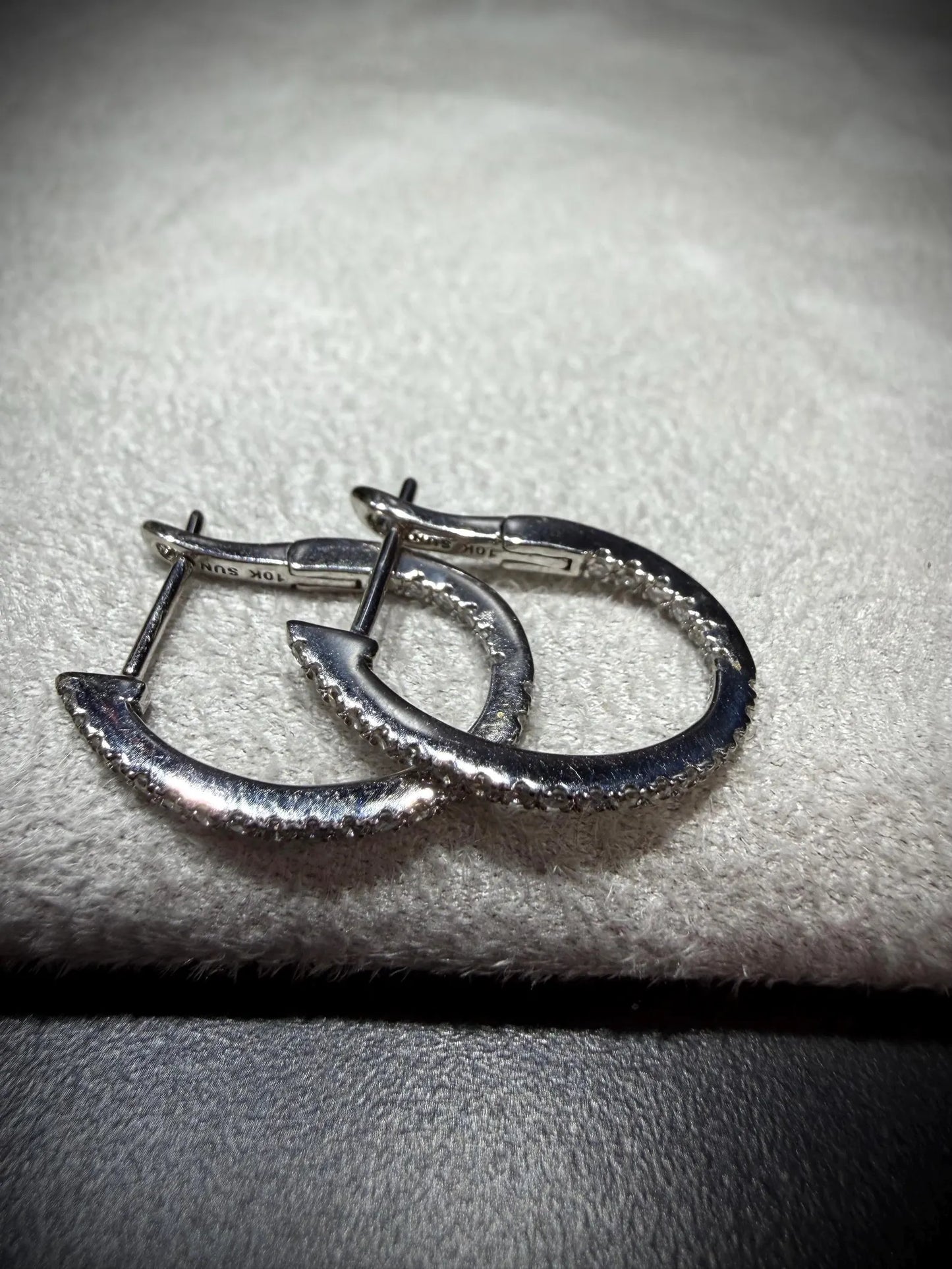 10K White Gold Lab Grown Diamond Oval Hoop Earrings 0.33ct tw.