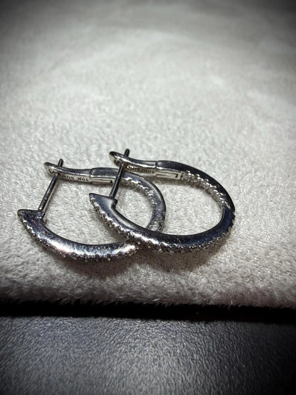 10K White Gold Lab Grown Diamond Oval Hoop Earrings 0.33ct tw.