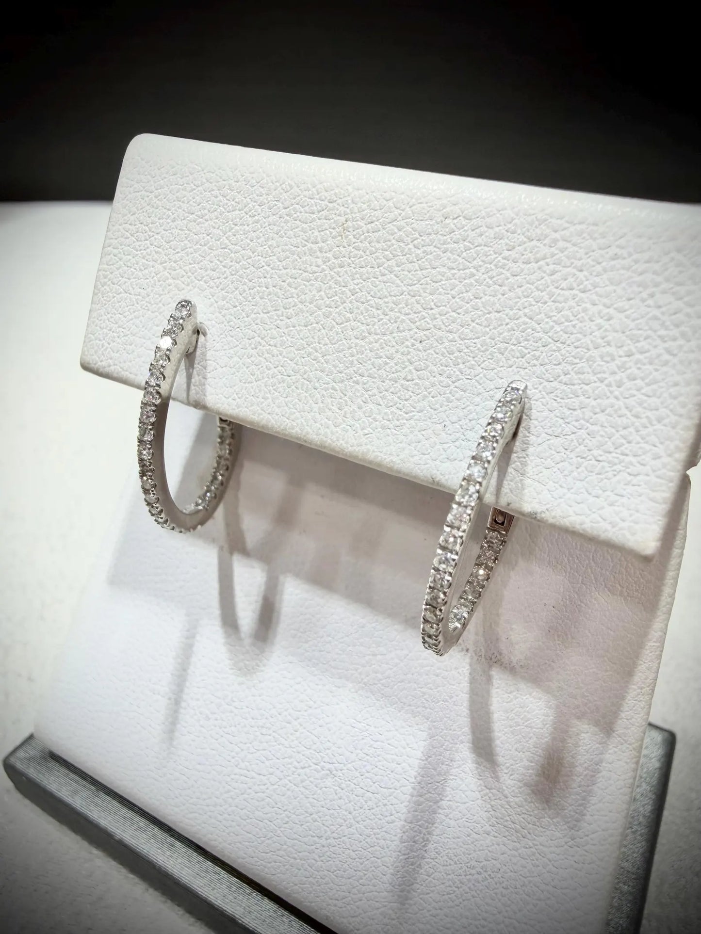 10K White Gold Lab Grown Diamond Oval Hoop Earrings 0.33ct tw.