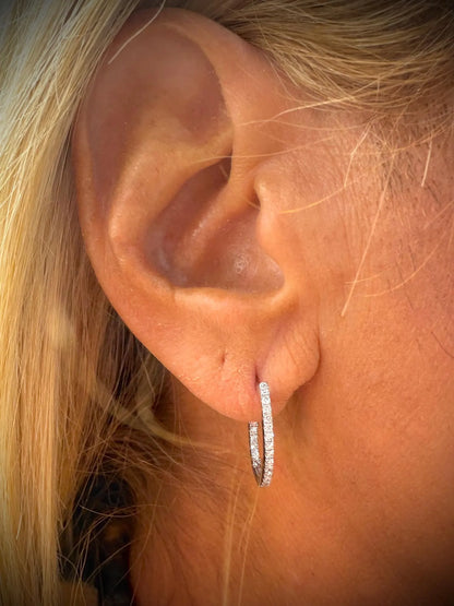 10K White Gold Lab Grown Diamond Oval Hoop Earrings 0.33ct tw.