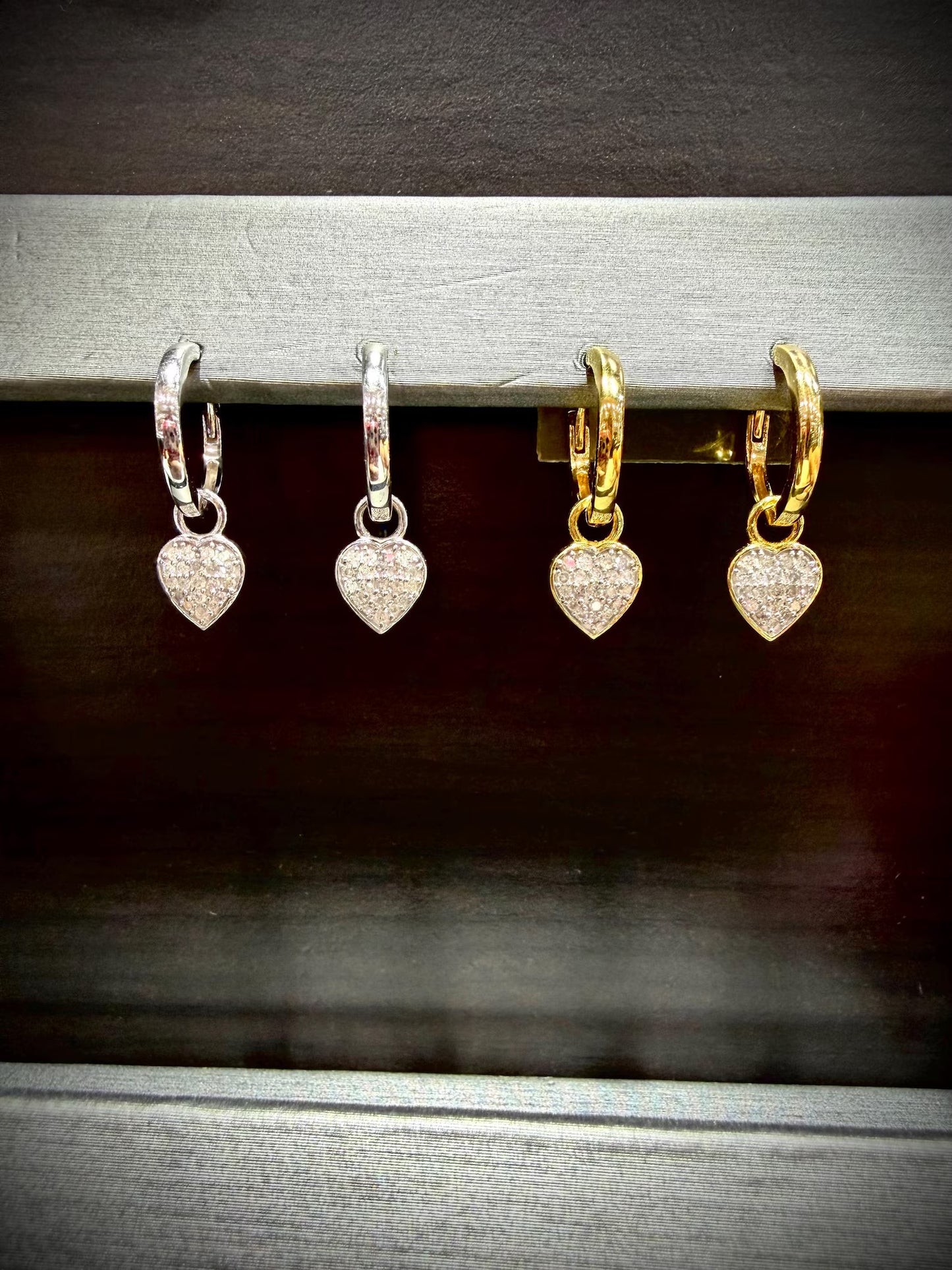 Diamond Heart Sterling Silver Huggie Earrings: Natural Diamonds 0.25ct