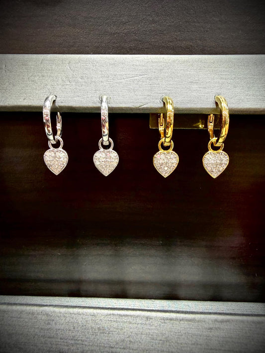 Diamond Heart Sterling Silver Huggie Earrings: Natural Diamonds 0.25ct