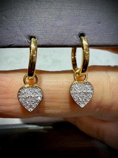 Diamond Heart Sterling Silver Huggie Earrings: Natural Diamonds 0.25ct