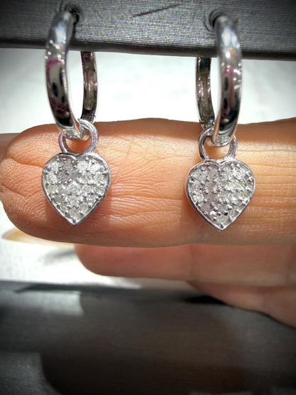 Diamond Heart Sterling Silver Huggie Earrings: Natural Diamonds 0.25ct