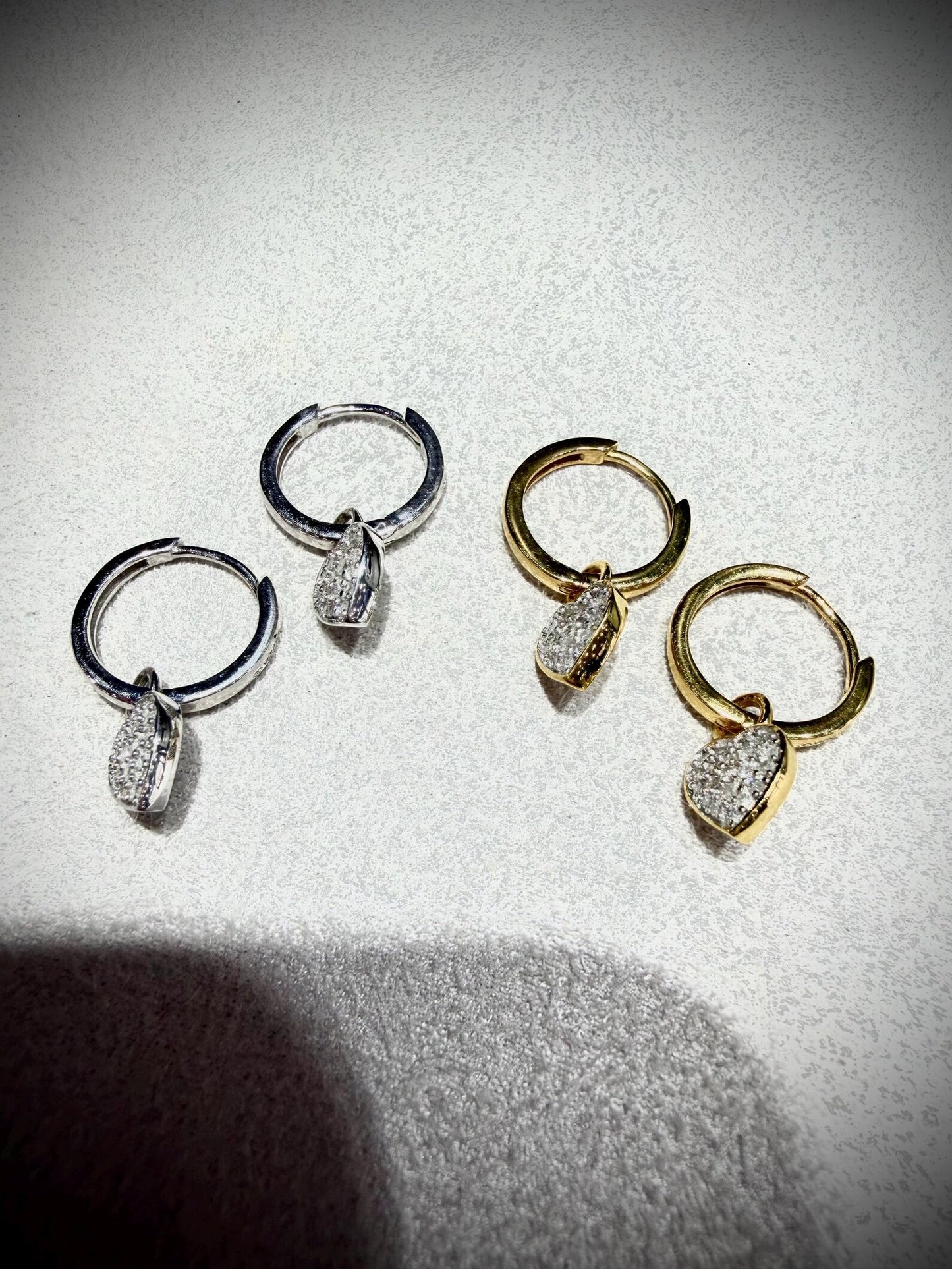 Diamond Heart Sterling Silver Huggie Earrings: Natural Diamonds 0.25ct