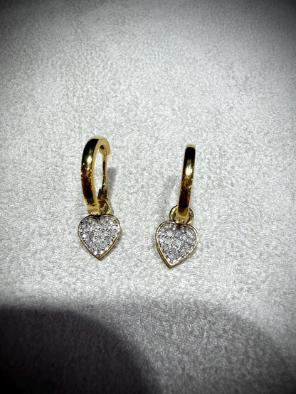 Diamond Heart Sterling Silver Huggie Earrings: Natural Diamonds 0.25ct