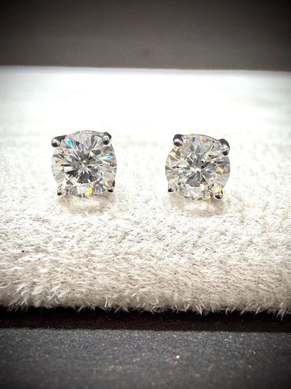 Sterling Silver Lab Grown Round Diamond Stud Earrings 1.00 ct tw.