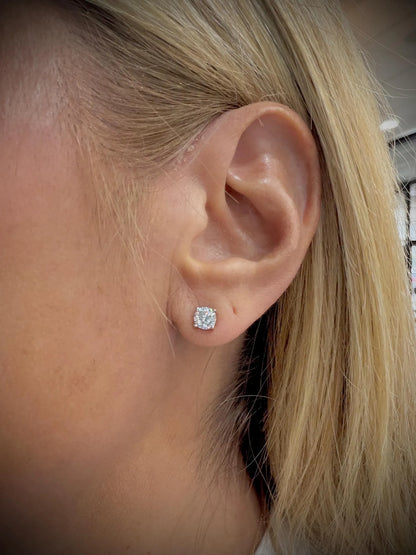 Sterling Silver Lab Grown Round Diamond Stud Earrings 1.00 ct tw.