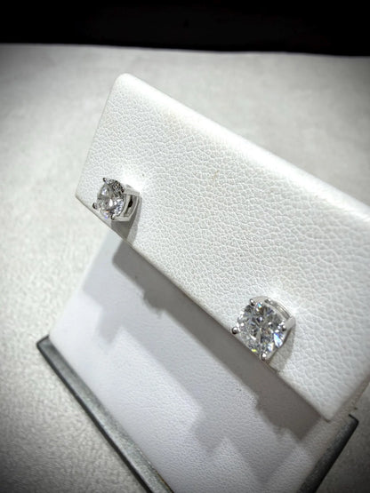 Sterling Silver Lab Grown Round Diamond Stud Earrings 1.00 ct tw.