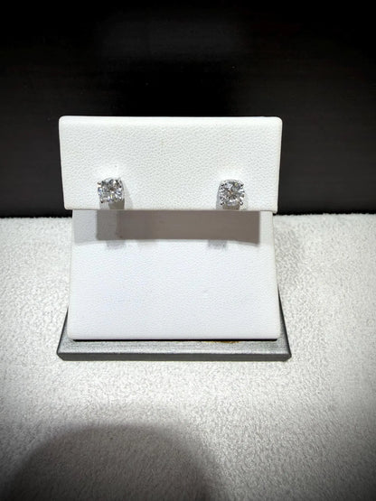 Sterling Silver Lab Grown Round Diamond Stud Earrings 1.00 ct tw.