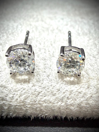 Sterling Silver Lab Grown Round Diamond Stud Earrings 1.00 ct tw.