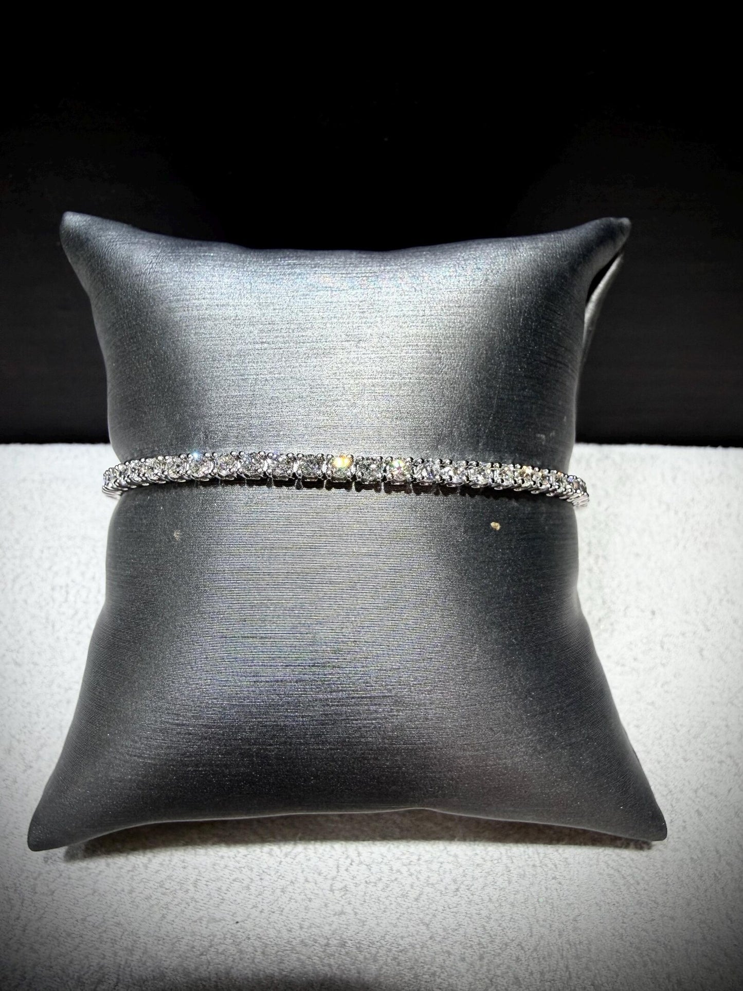 Sterling Silver Lab Grown Round 3.00 ct tw Diamond Tennis Bracelet: 7”