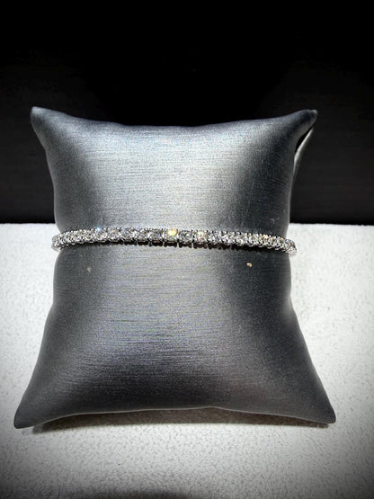 Sterling Silver Lab Grown Round 3.00 ct tw Diamond Tennis Bracelet: 7”