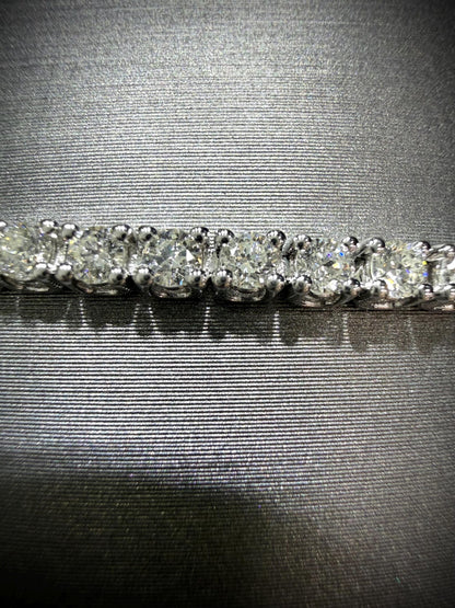 Sterling Silver Lab Grown Round 3.00 ct tw Diamond Tennis Bracelet: 7”