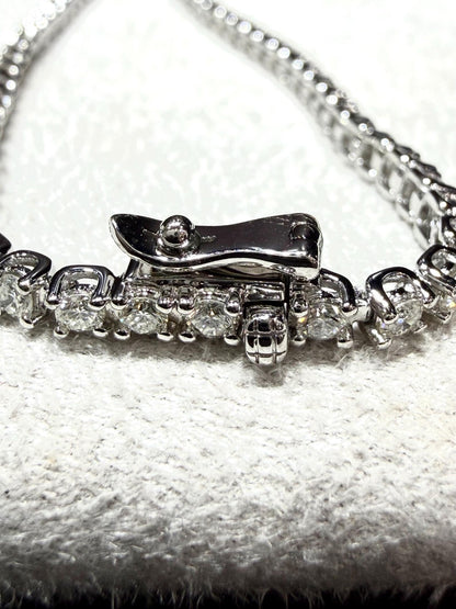 Sterling Silver Lab Grown Round 3.00 ct tw Diamond Tennis Bracelet: 7”