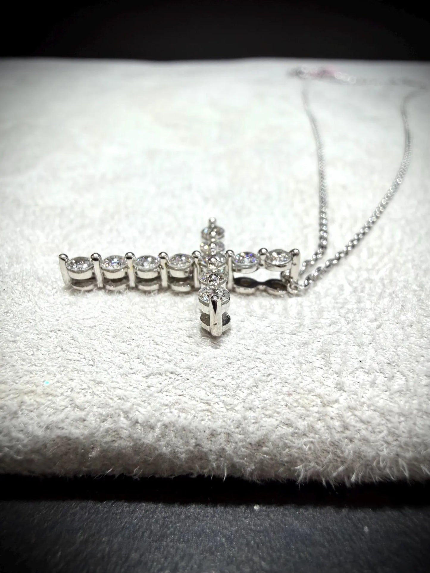 Lab Grown Diamond Cross Necklace 0.75 Carats: Sterling Silver 18”-20”