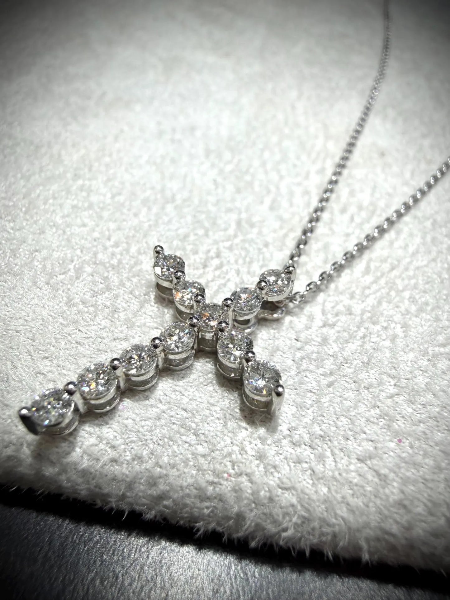 Lab Grown Diamond Cross Necklace 0.75 Carats: Sterling Silver 18”-20”