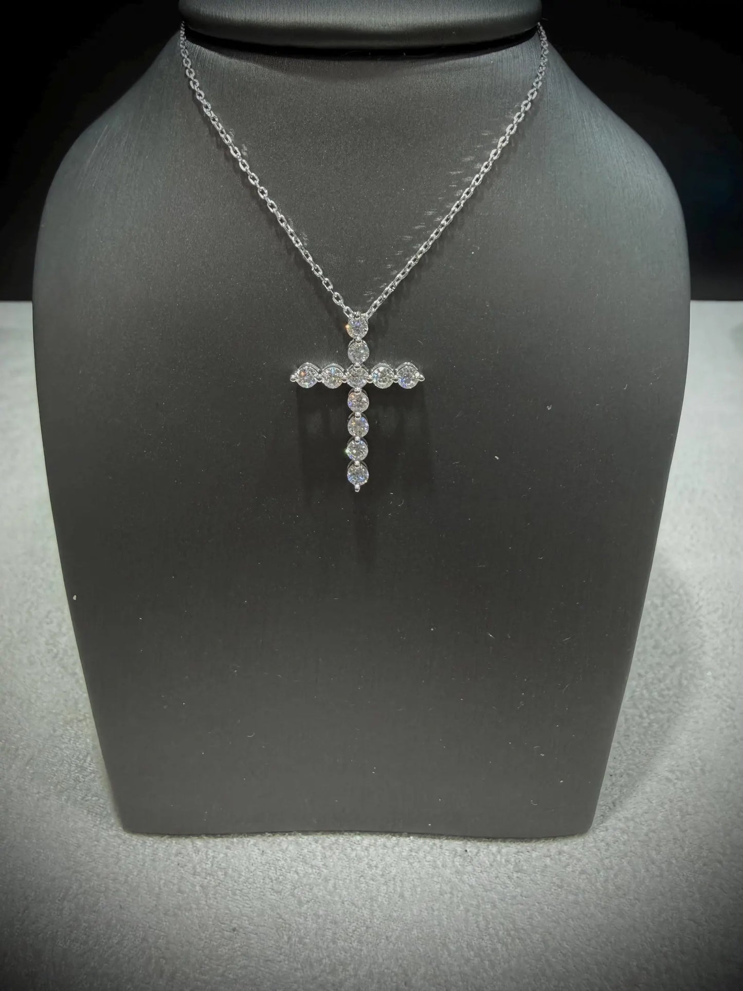 Lab Grown Diamond Cross Necklace 0.75 Carats: Sterling Silver 18”-20”
