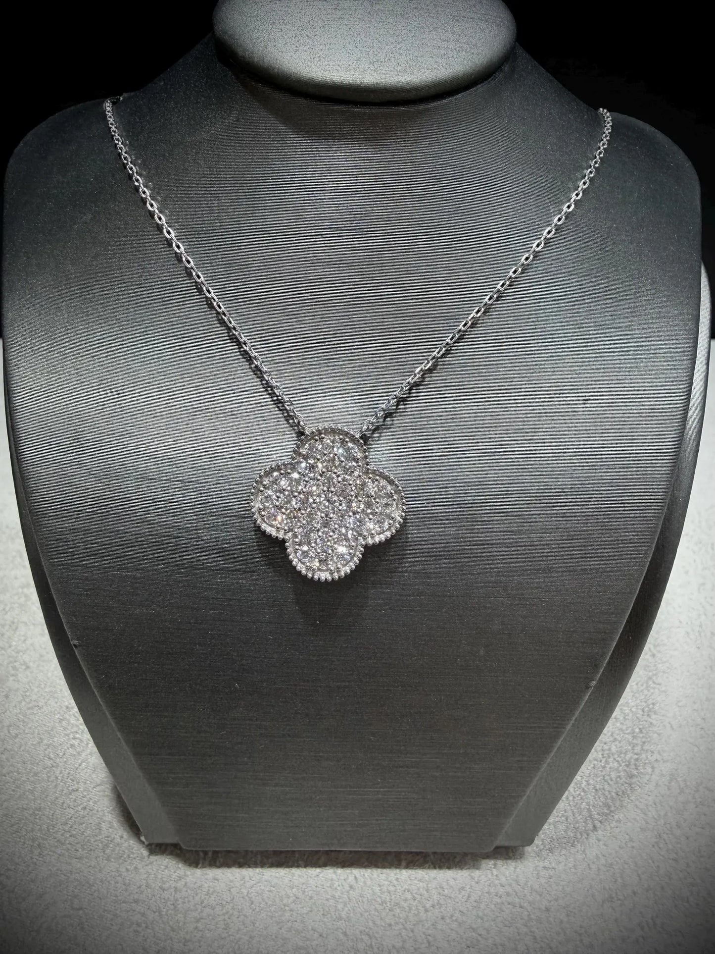 Lab Grown Diamond Flower Necklace 1.30 ct tw.: Sterling Silver, Adjustable 18”-20”