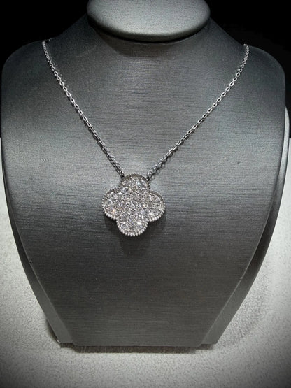 Lab Grown Diamond Flower Necklace 1.30 ct tw.: Sterling Silver, Adjustable 18”-20”