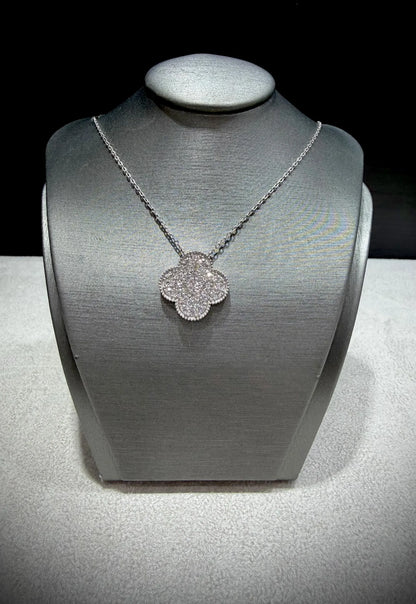 Lab Grown Diamond Flower Necklace 1.30 ct tw.: Sterling Silver, Adjustable 18”-20”