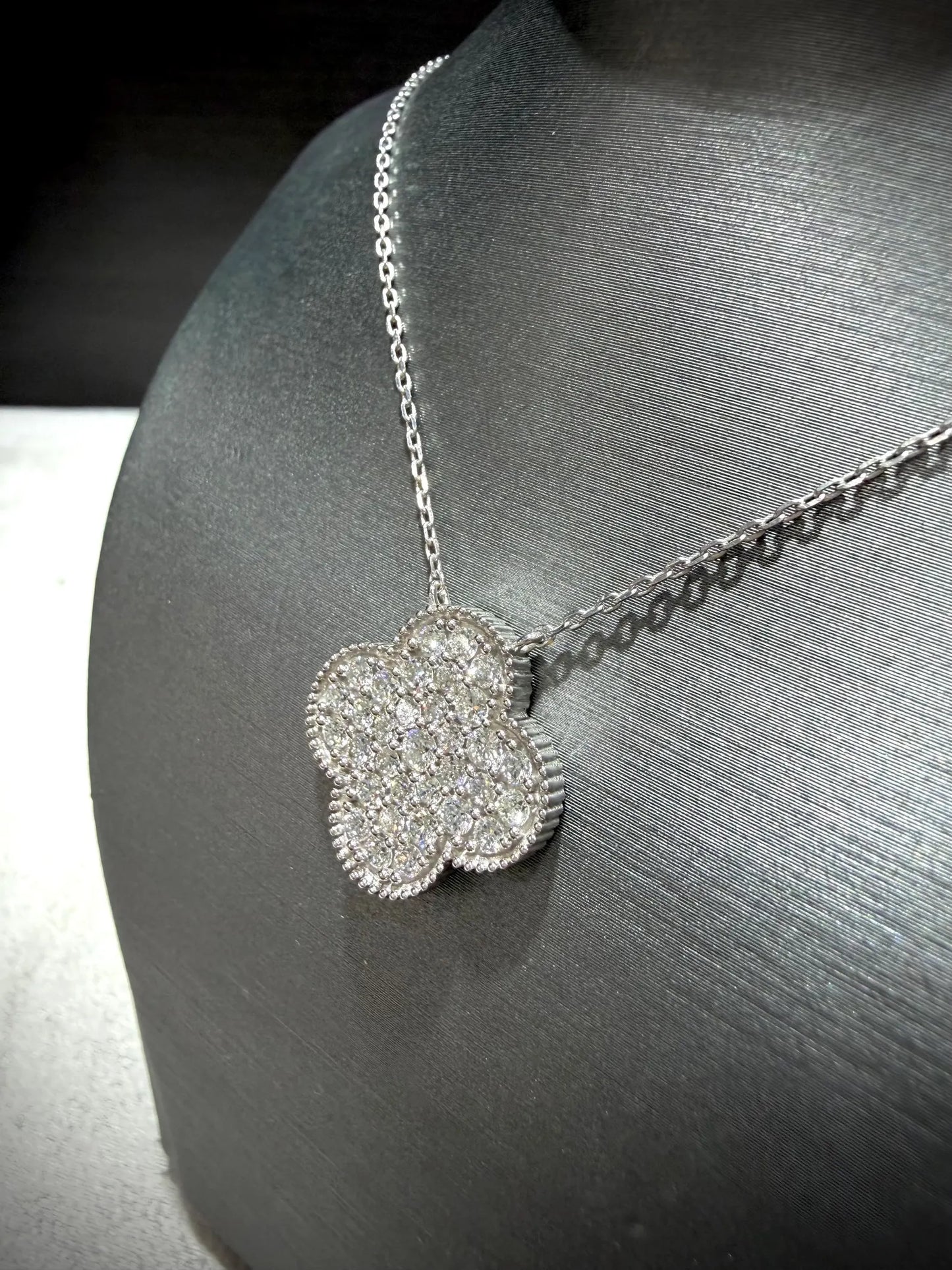 Lab Grown Diamond Flower Necklace 1.30 ct tw.: Sterling Silver, Adjustable 18”-20”