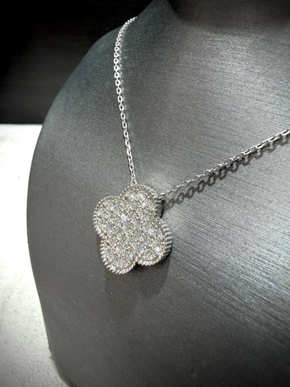 Lab Grown Diamond Flower Necklace 1.30 ct tw.: Sterling Silver, Adjustable 18”-20”