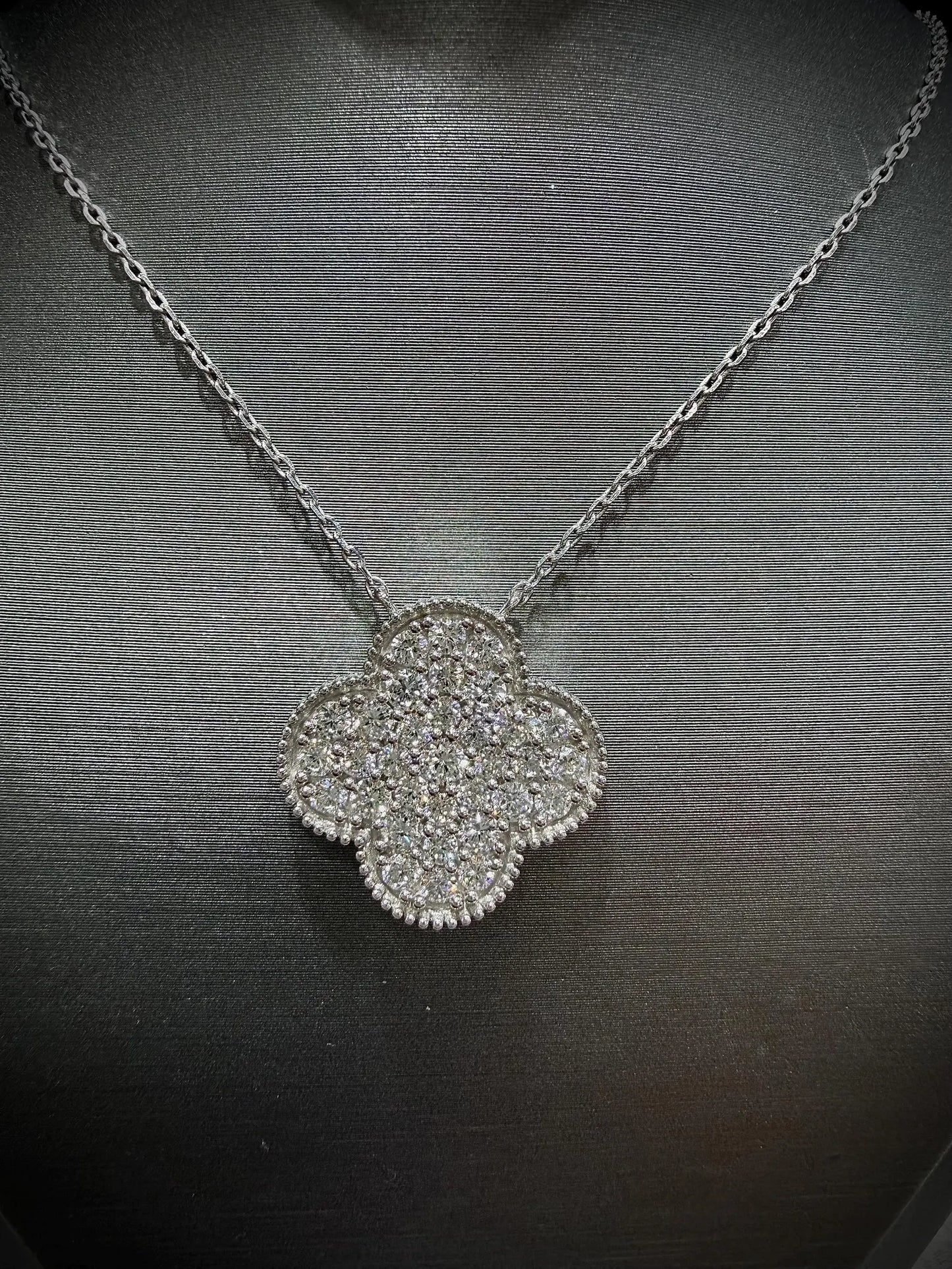 Lab Grown Diamond Flower Necklace 1.30 ct tw.: Sterling Silver, Adjustable 18”-20”