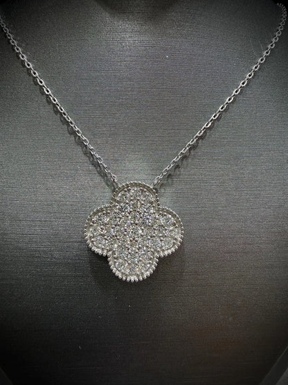 Lab Grown Diamond Flower Necklace 1.30 ct tw.: Sterling Silver, Adjustable 18”-20”