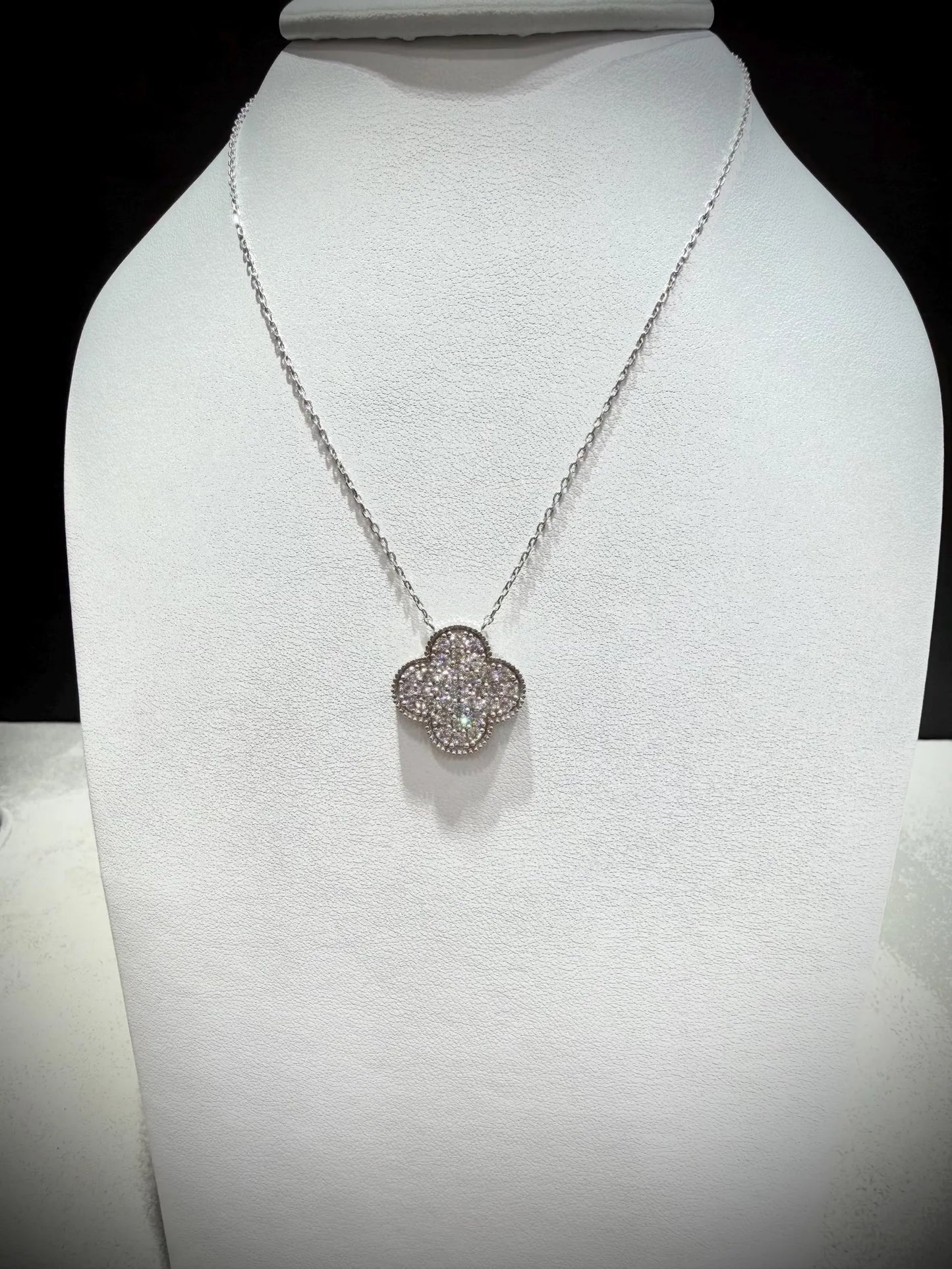 Lab Grown Diamond Flower Necklace 1.30 ct tw.: Sterling Silver, Adjustable 18”-20”