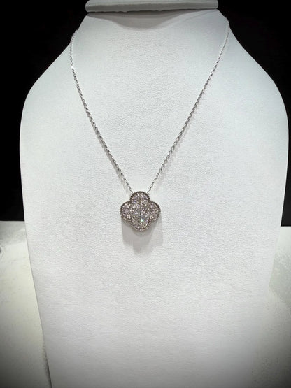 Lab Grown Diamond Flower Necklace 1.30 ct tw.: Sterling Silver, Adjustable 18”-20”