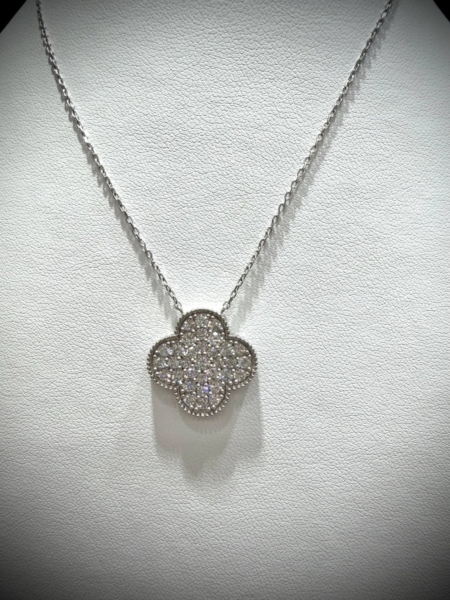 Lab Grown Diamond Flower Necklace 1.30 ct tw.: Sterling Silver, Adjustable 18”-20”