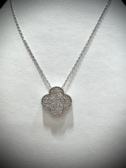 Lab Grown Diamond Flower Necklace 1.30 ct tw.: Sterling Silver, Adjustable 18”-20”