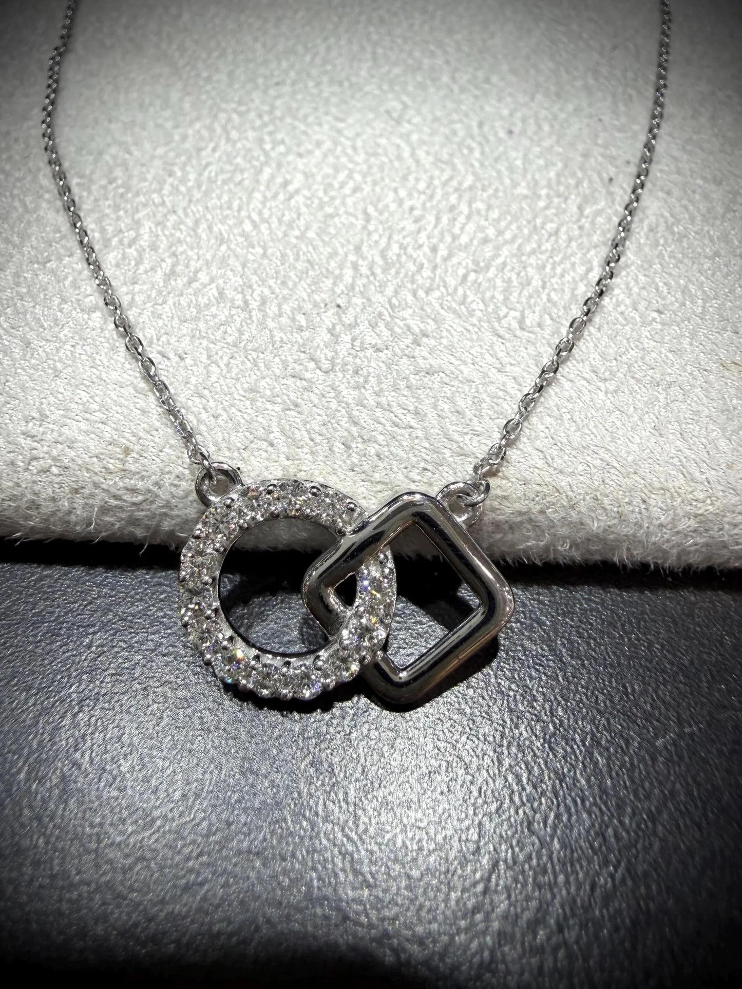 Lab Grown Diamond Geometric Necklace 0.50 Carats tw. Sterling Silver, Adjustable 16”-18”