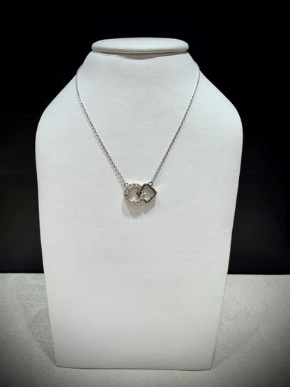 Lab Grown Diamond Geometric Necklace 0.50 Carats tw. Sterling Silver, Adjustable 16”-18”
