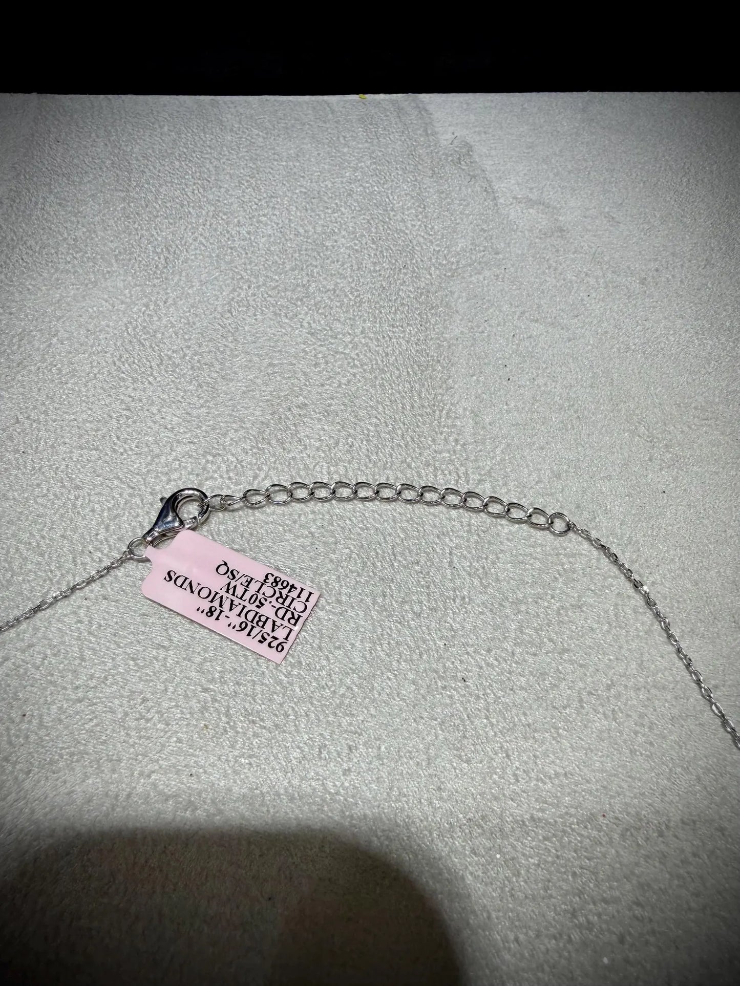 Lab Grown Diamond Geometric Necklace 0.50 Carats tw. Sterling Silver, Adjustable 16”-18”