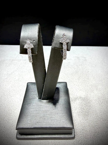 Lab Grown Diamond Flower Huggy Earrings 1.00 Carat tw. Sterling Silver