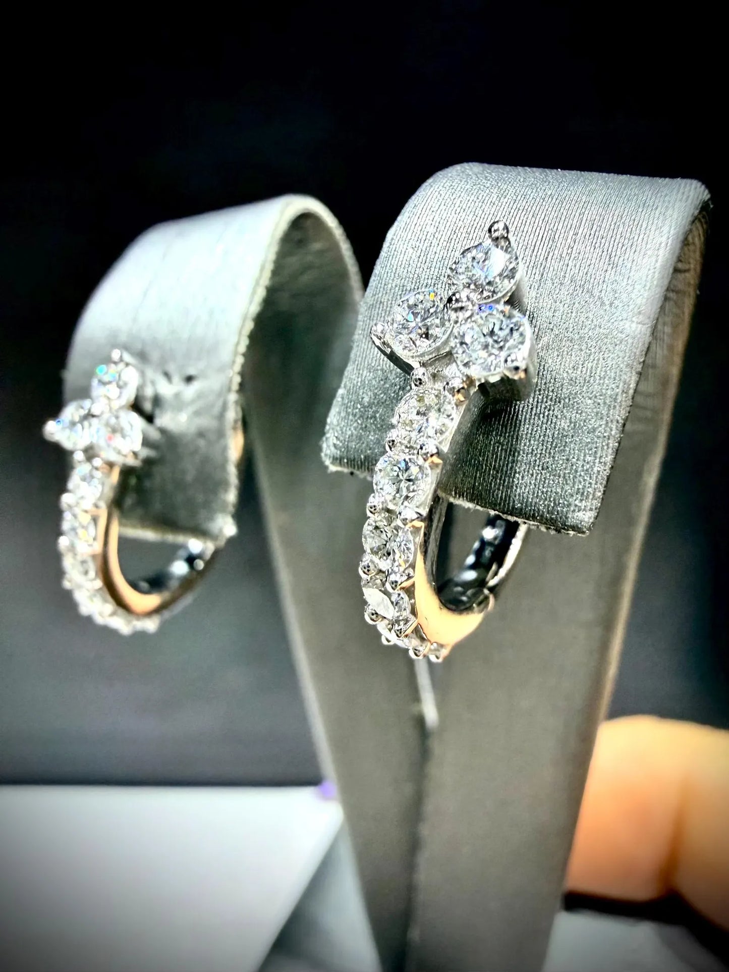 Lab Grown Diamond Flower Huggy Earrings 1.00 Carat tw. Sterling Silver