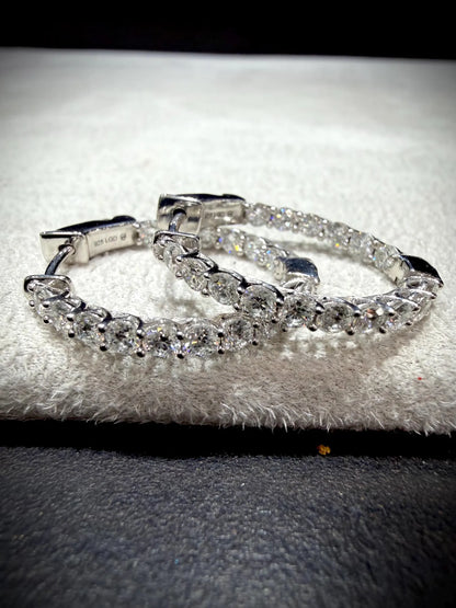 Lab Grown Diamond 2.00 Carat Oval Hoop Earrings, Sterling Silver