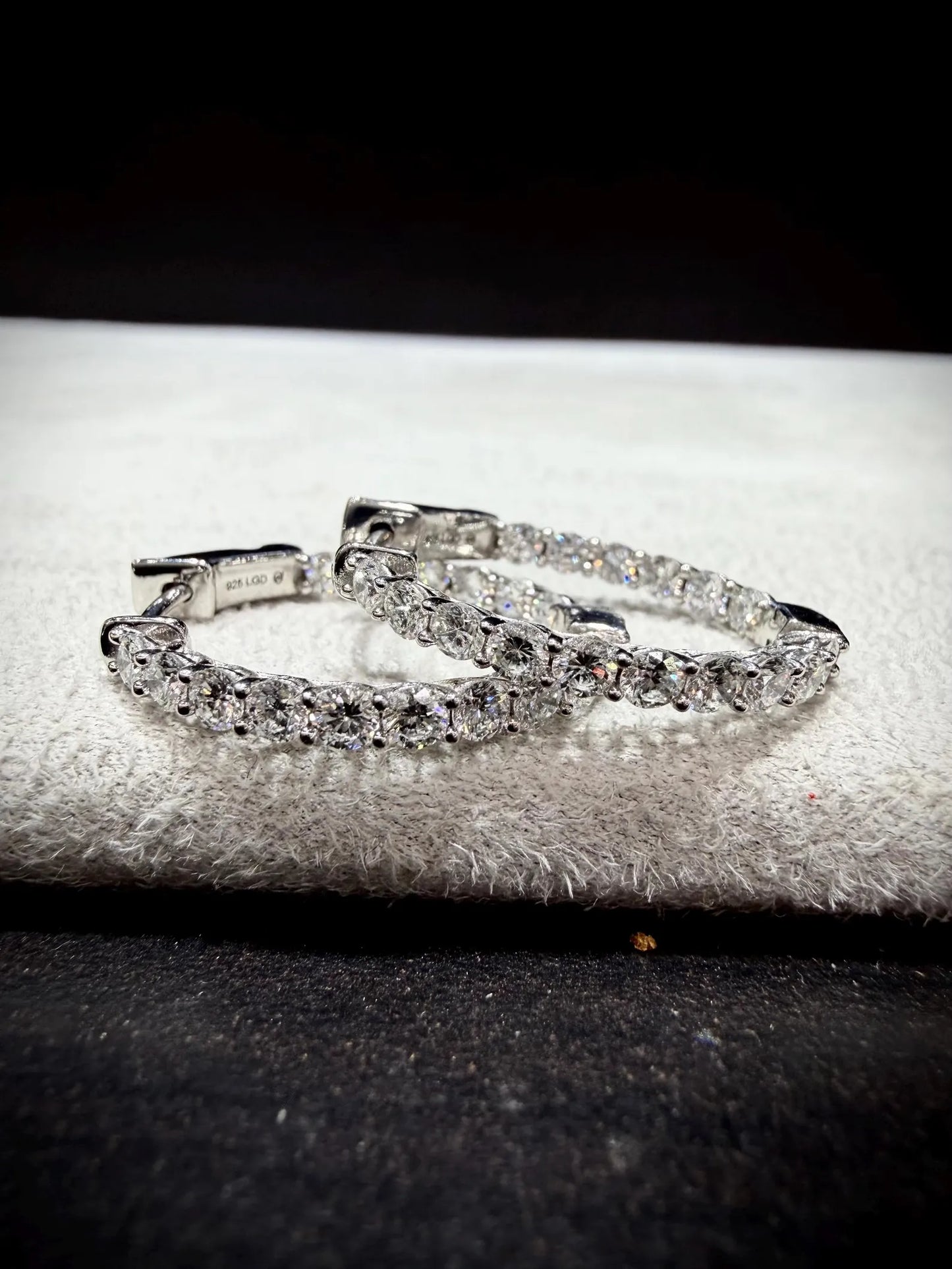 Lab Grown Diamond 2.00 Carat Oval Hoop Earrings, Sterling Silver