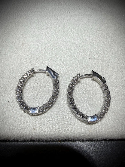 Lab Grown Diamond 2.00 Carat Oval Hoop Earrings, Sterling Silver